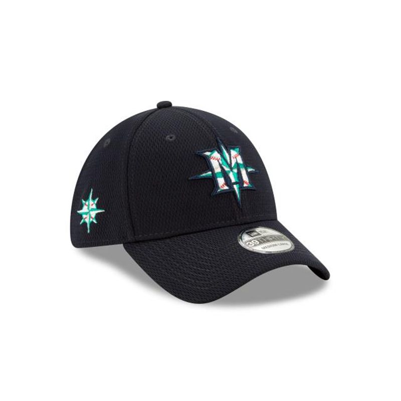 MLB Seattle Mariners Batting Practice 39Thirty Stretch Fit (BXZ7933) - Blue New Era Caps